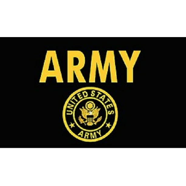 Army Crest Polyester 3 X 5 Military Flag Black & Gold